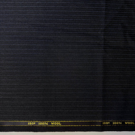 Licorice Obsidian - Pinstripe Wool Woven - Black/Blue Pinstripe - 1.4M Bundle - True Deadstock fabric Fabric by private - Sustainable Textile | FABCYCLE