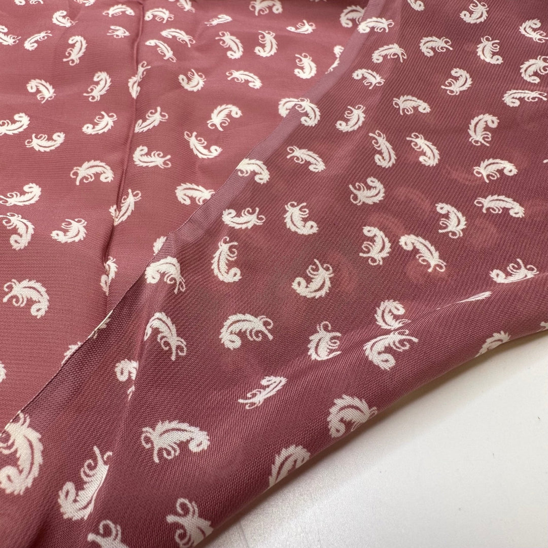 Light As A Feather - Chiffon Cotton Woven - Pink/Cream Feathers - 2.15M Bundle - True Deadstock fabric Fabric by private - Sustainable Textile | FABCYCLE