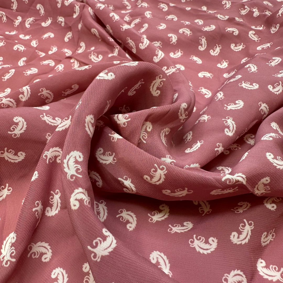 Light As A Feather - Chiffon Cotton Woven - Pink/Cream Feathers - 2.15M Bundle - True Deadstock fabric Fabric by private - Sustainable Textile | FABCYCLE