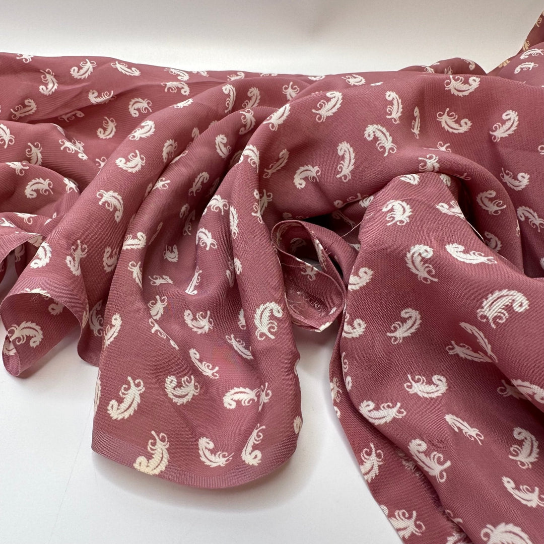 Light As A Feather - Chiffon Cotton Woven - Pink/Cream Feathers - 2.15M Bundle - True Deadstock fabric Fabric by private - Sustainable Textile | FABCYCLE