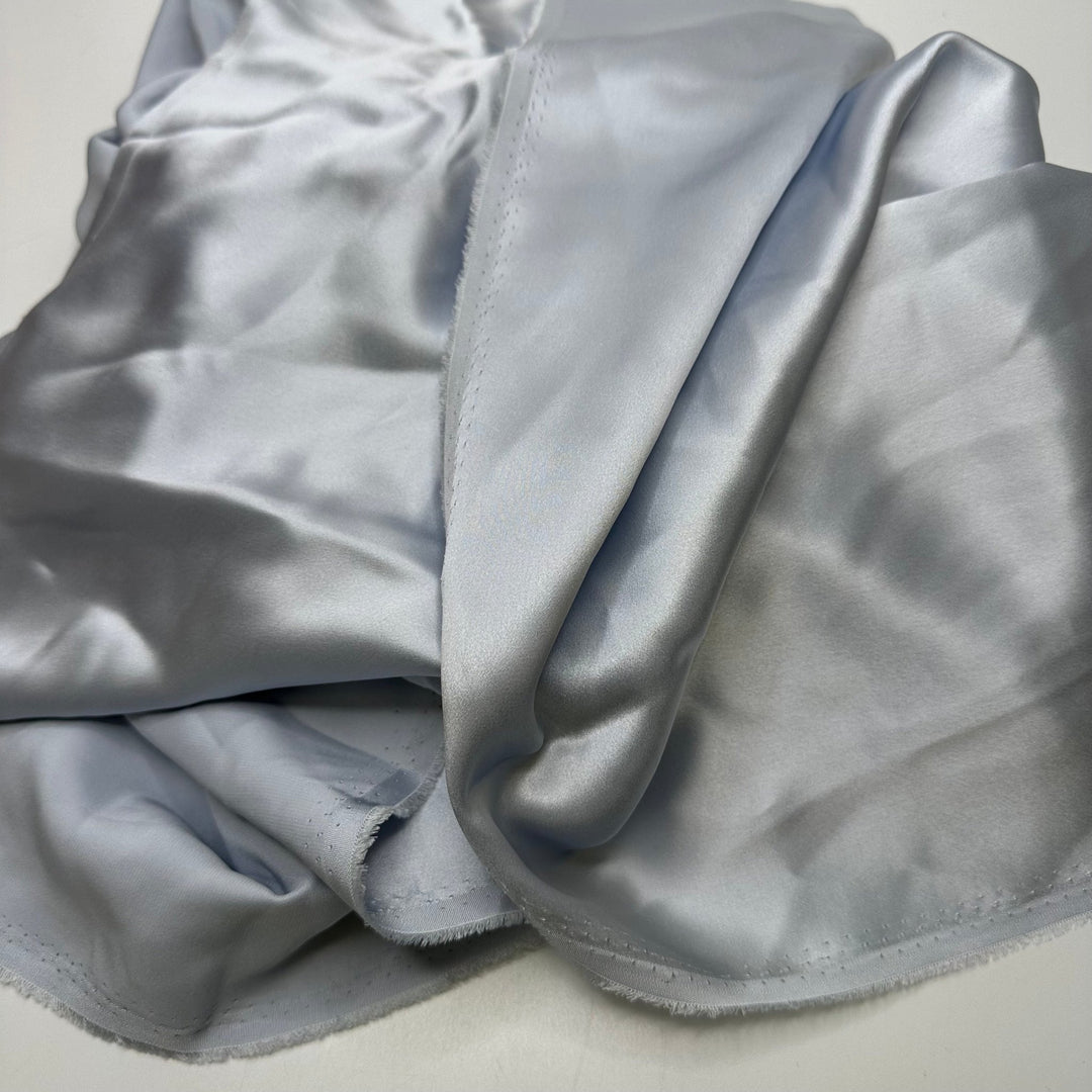 Light Of The Moon - Off Cuts Satin Silk Woven - Light Blue - 0.5 Lb Bag - True Deadstock fabric Fabric by private - Sustainable Textile | FABCYCLE
