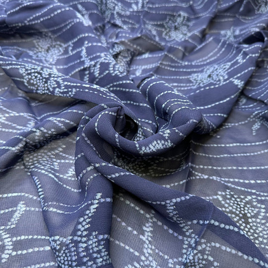 Light Up Party - Chiffon Cotton Woven - Navy/White Polka Dot Floral - 1.35M Bundle - True Deadstock fabric Fabric by private - Sustainable Textile | FABCYCLE