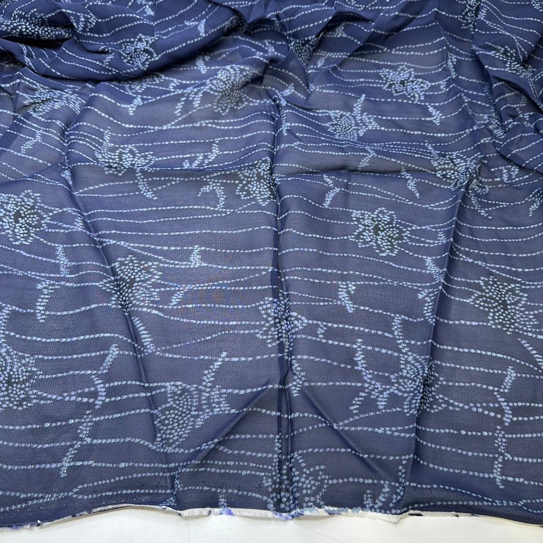 Light Up Party - Chiffon Cotton Woven - Navy/White Polka Dot Floral - 1.35M Bundle - True Deadstock fabric Fabric by private - Sustainable Textile | FABCYCLE