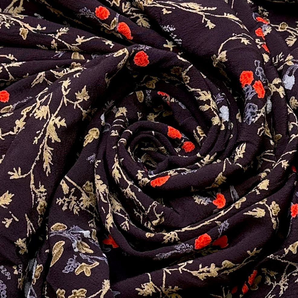 Lights Go Down To Start - Rayon Blend Woven - Dark Purple Multi Floral - 2.7M Bundle - True Deadstock fabric Fabric by private - Sustainable Textile | FABCYCLE