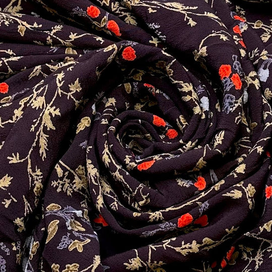 Lights Go Down To Start - Rayon Blend Woven - Dark Purple Multi Floral - 2.7M Bundle - True Deadstock fabric Fabric by private - Sustainable Textile | FABCYCLE