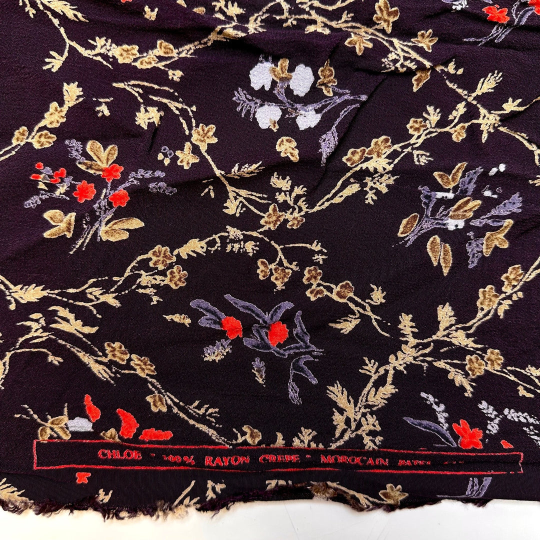 Lights Go Down To Start - Rayon Blend Woven - Dark Purple Multi Floral - 2.7M Bundle - True Deadstock fabric Fabric by private - Sustainable Textile | FABCYCLE
