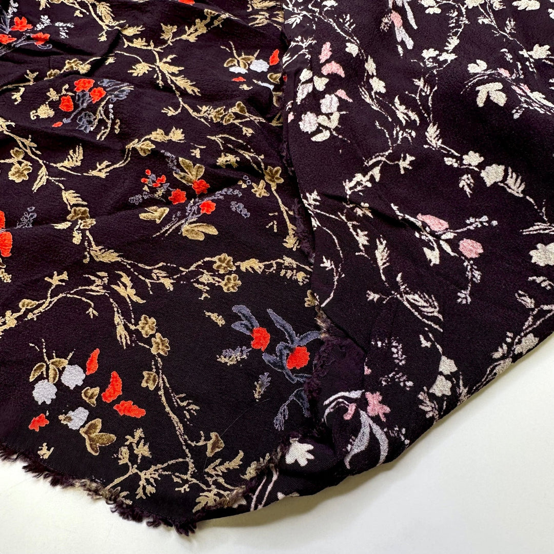 Lights Go Down To Start - Rayon Blend Woven - Dark Purple Multi Floral - 2.7M Bundle - True Deadstock fabric Fabric by private - Sustainable Textile | FABCYCLE