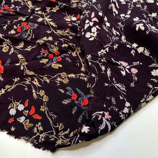 Lights Go Down To Start - Rayon Blend Woven - Dark Purple Multi Floral - 2.7M Bundle - True Deadstock fabric Fabric by private - Sustainable Textile | FABCYCLE