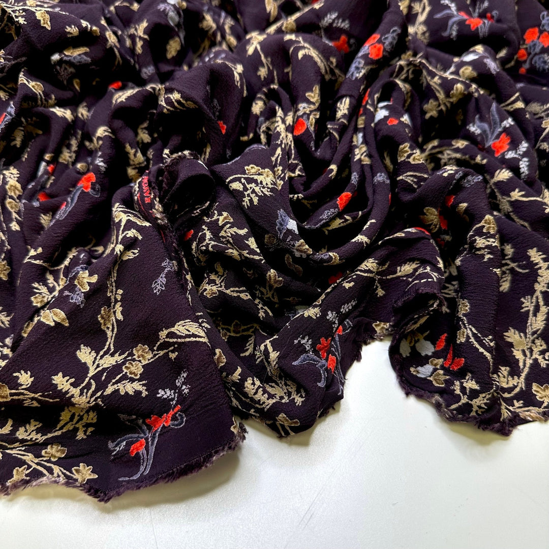 Lights Go Down To Start - Rayon Blend Woven - Dark Purple Multi Floral - 2.7M Bundle - True Deadstock fabric Fabric by private - Sustainable Textile | FABCYCLE