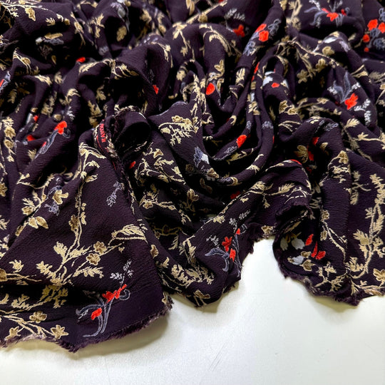 Lights Go Down To Start - Rayon Blend Woven - Dark Purple Multi Floral - 2.7M Bundle - True Deadstock fabric Fabric by private - Sustainable Textile | FABCYCLE