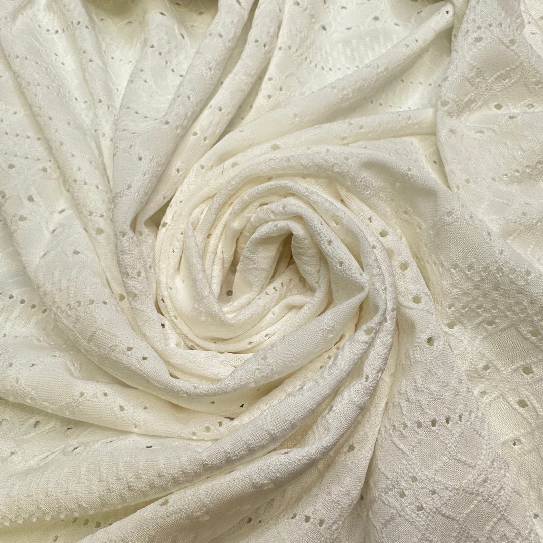 Lightweight Camping Gear - Eyelet Polyester Blend Knit - White - 1.5M Bundle - True Deadstock fabric Fabric by private - Sustainable Textile | FABCYCLE