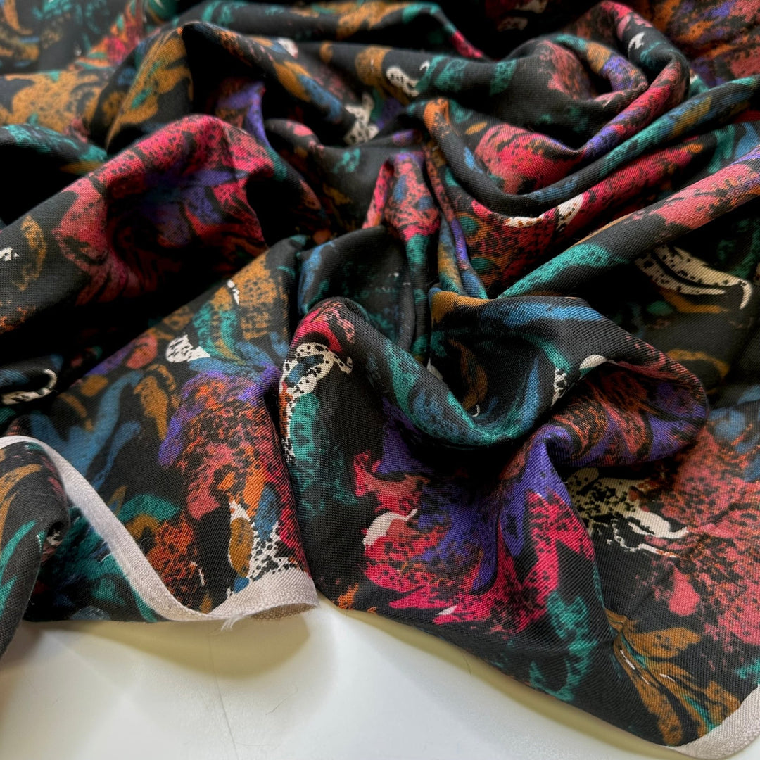 Like Magic - Cotton/Wool Woven - Black Multi Floral - 1.9M Bundle - True Deadstock fabric Fabric by private - Sustainable Textile | FABCYCLE