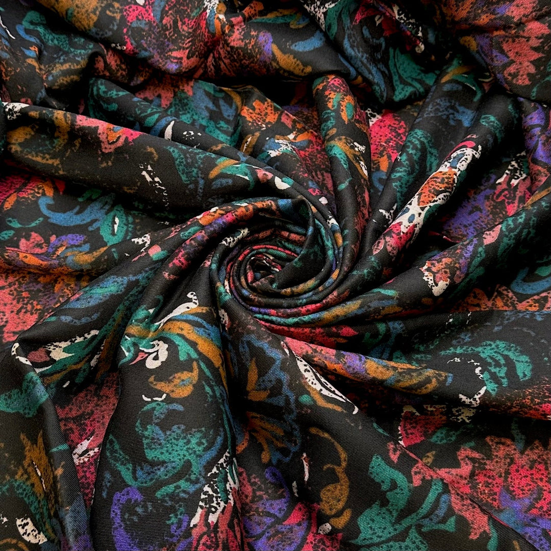 Like Magic - Cotton/Wool Woven - Black Multi Floral - 1.9M Bundle - True Deadstock fabric Fabric by private - Sustainable Textile | FABCYCLE
