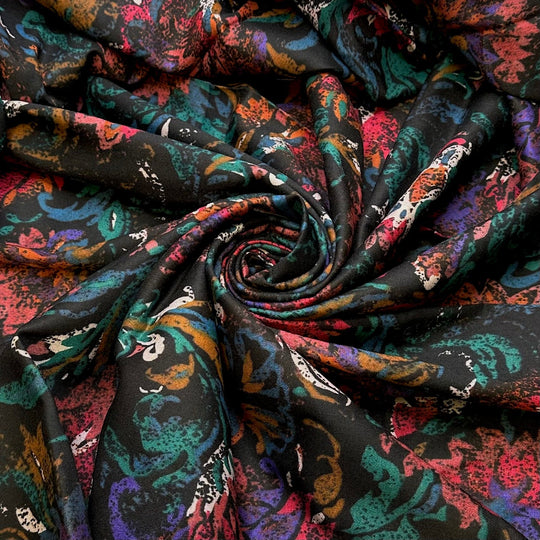 Like Magic - Cotton/Wool Woven - Black Multi Floral - 1.9M Bundle - True Deadstock fabric Fabric by private - Sustainable Textile | FABCYCLE