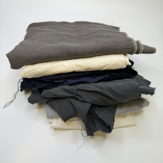 Linen And Natural Woven 8 Pack - Less Than 0.5M Pieces - Grey/Navy - True Deadstock fabric Fabric by private - Sustainable Textile | FABCYCLE