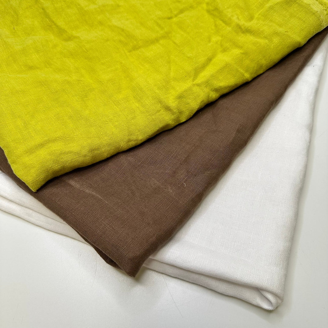 Linen Woven 3 Pack - Light Green/Brown - True Deadstock fabric Fabric by private - Sustainable Textile | FABCYCLE