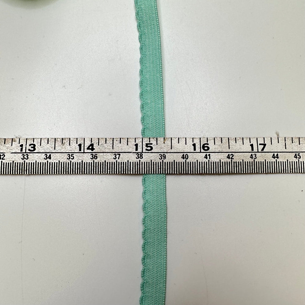 ⅜" Lingerie Elastic - Scalloped Edge- Seafoam Green - 1.9M Bundle - True Deadstock supplies Fabric by private - Sustainable Textile | FABCYCLE