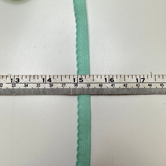 ⅜" Lingerie Elastic - Scalloped Edge- Seafoam Green - 1.9M Bundle - True Deadstock supplies Fabric by private - Sustainable Textile | FABCYCLE
