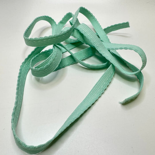 ⅜" Lingerie Elastic - Scalloped Edge- Seafoam Green - 1.9M Bundle - True Deadstock supplies Fabric by private - Sustainable Textile | FABCYCLE
