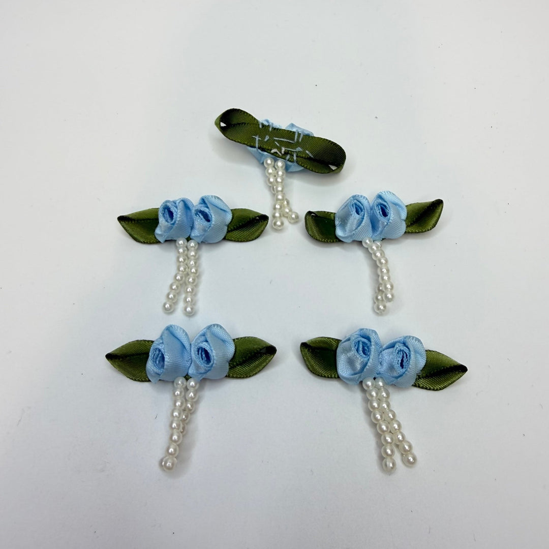 Lingerie Florets Applique - Blue Green White - 5 Pack - True Deadstock supplies Fabric by private - Sustainable Textile | FABCYCLE