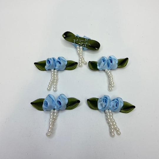 Lingerie Florets Applique - Blue Green White - 5 Pack - True Deadstock supplies Fabric by private - Sustainable Textile | FABCYCLE
