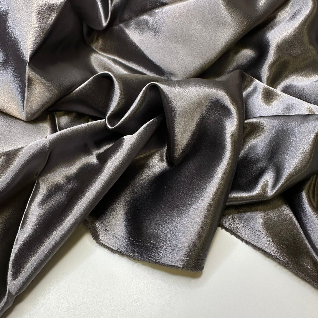 Liquid Chrome - Satin Poly Woven - Dark Grey - 3.3M Bundle - True Deadstock fabric Fabric by private - Sustainable Textile | FABCYCLE