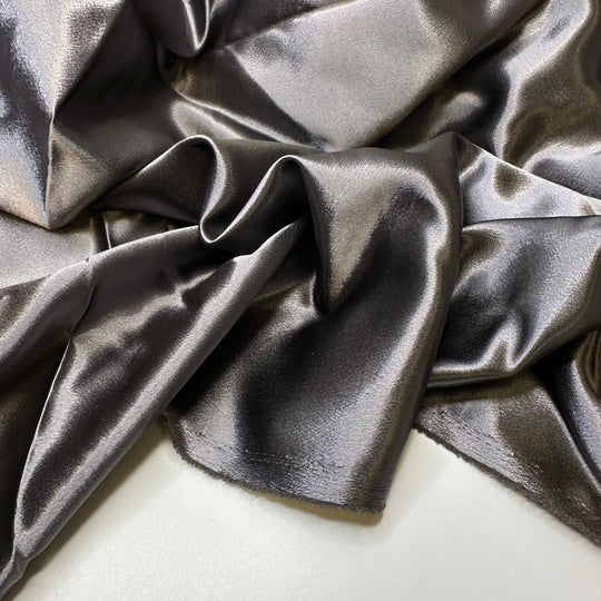 Liquid Chrome - Satin Poly Woven - Dark Grey - 3.3M Bundle - True Deadstock fabric Fabric by private - Sustainable Textile | FABCYCLE