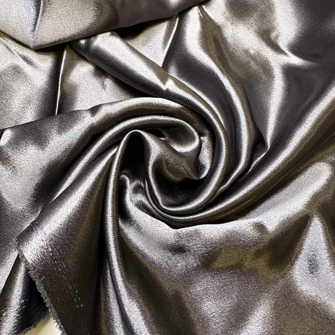 Liquid Chrome - Satin Poly Woven - Dark Grey - 3.3M Bundle - True Deadstock fabric Fabric by private - Sustainable Textile | FABCYCLE