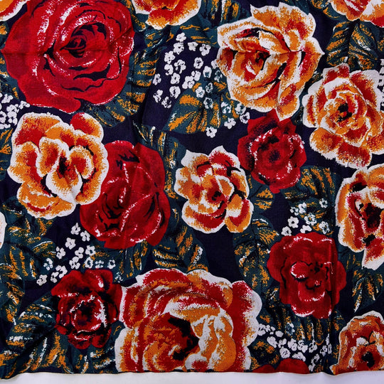 Live Painting At A Wedding - Twill Weave Natural Blend Woven - Burgundy Multi Floral - 2.3M Bundle - True Deadstock fabric Fabric by private - Sustainable Textile | FABCYCLE