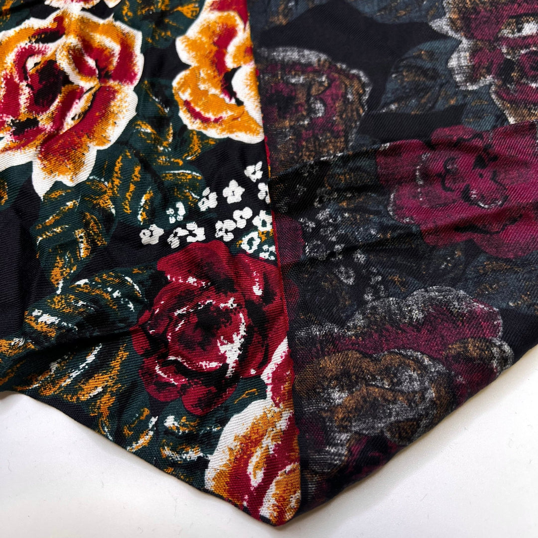 Live Painting At A Wedding - Twill Weave Natural Blend Woven - Burgundy Multi Floral - 2.3M Bundle - True Deadstock fabric Fabric by private - Sustainable Textile | FABCYCLE