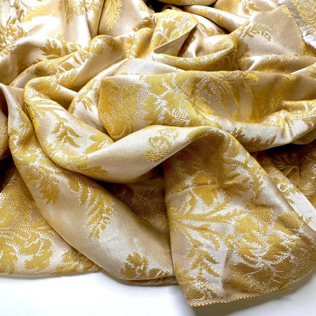 Living In Luxury - Cotton Woven - Dark Yellow/Cream Floral - Bundles - True Deadstock fabric Fabric by private - Sustainable Textile | FABCYCLE