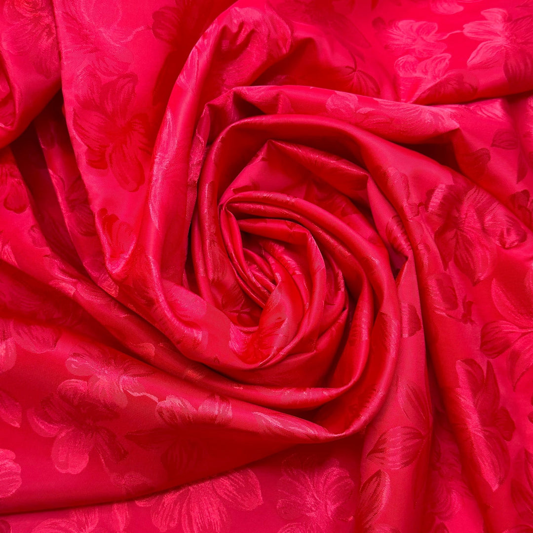 Living In The Moment - Jacquard Polyester Blend Woven - Red Floral - 3.9M Bundle - True Deadstock fabric Fabric by private - Sustainable Textile | FABCYCLE