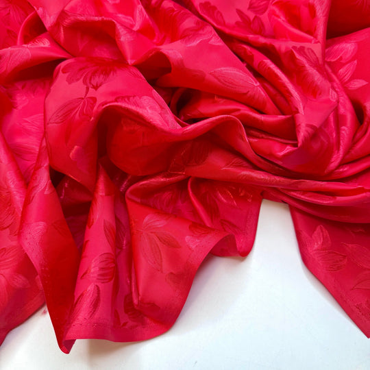 Living In The Moment - Jacquard Polyester Blend Woven - Red Floral - 3.9M Bundle - True Deadstock fabric Fabric by private - Sustainable Textile | FABCYCLE