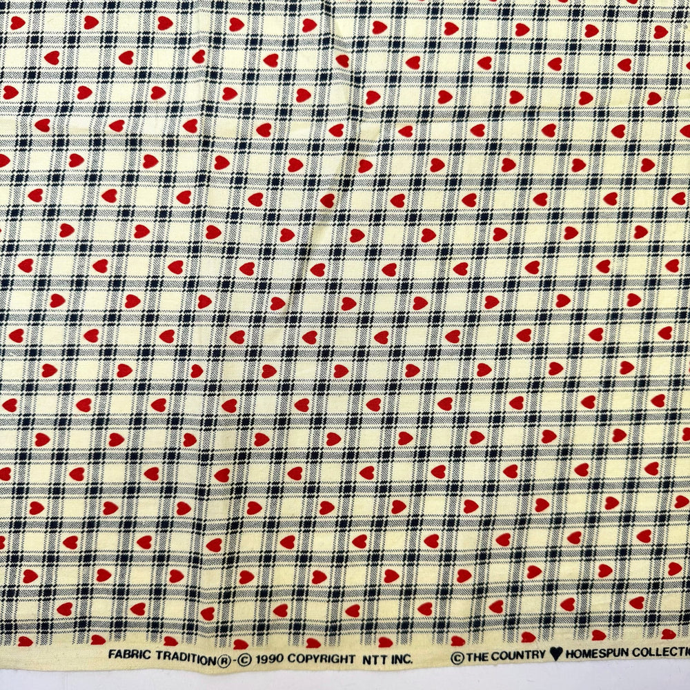Living Off Grid - Vintage Cotton Woven - Cream/Navy Plaid - 1.5M Bundle - True Deadstock fabric Fabric by private - Sustainable Textile | FABCYCLE
