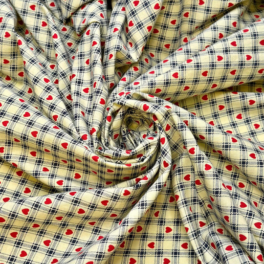 Living Off Grid - Vintage Cotton Woven - Cream/Navy Plaid - 1.5M Bundle - True Deadstock fabric Fabric by private - Sustainable Textile | FABCYCLE
