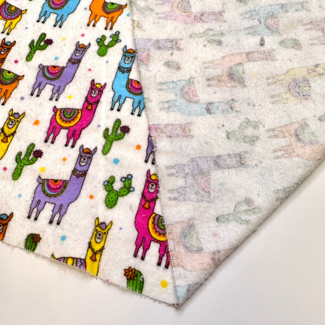 Llama Drama - Brushed Flanelette Cotton Woven - White Multi Llamas - 1.35M Bundle - True Deadstock fabric Fabric by private - Sustainable Textile | FABCYCLE