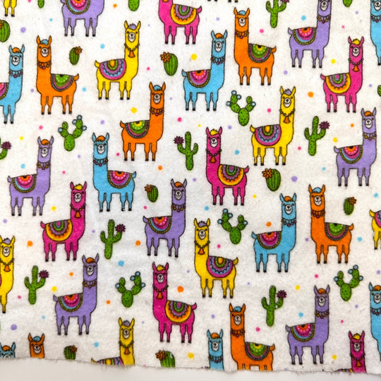 Llama Drama - Brushed Flanelette Cotton Woven - White Multi Llamas - 1.35M Bundle - True Deadstock fabric Fabric by private - Sustainable Textile | FABCYCLE