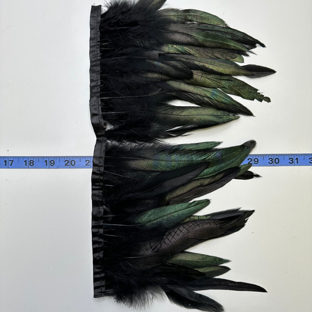Long Feather Fringe Feathers - Black/Green - Individual - True Deadstock supplies Fabric by private - Sustainable Textile | FABCYCLE