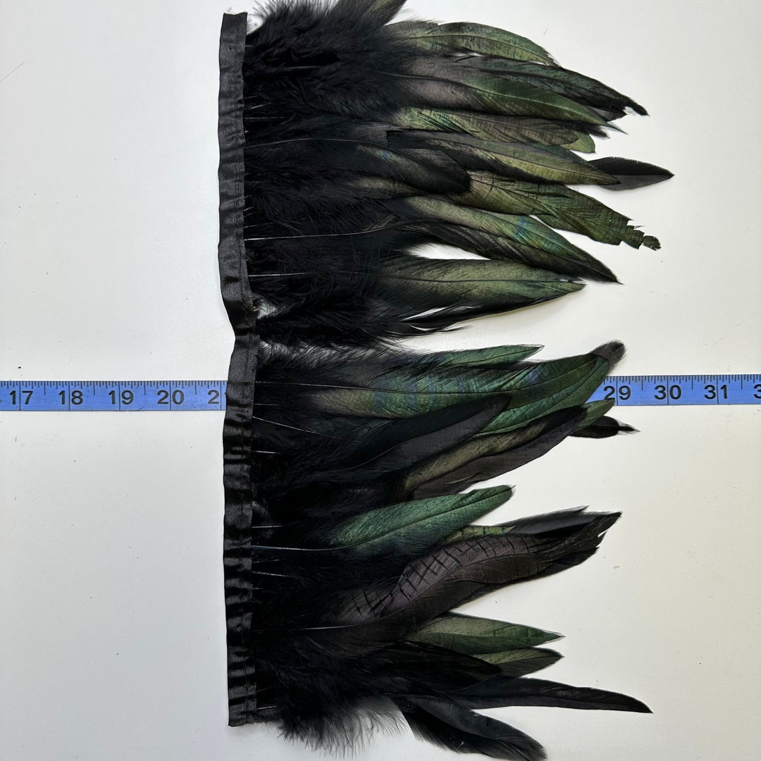 Long Feather Fringe Feathers - Black/Green - Individual - True Deadstock supplies Fabric by private - Sustainable Textile | FABCYCLE
