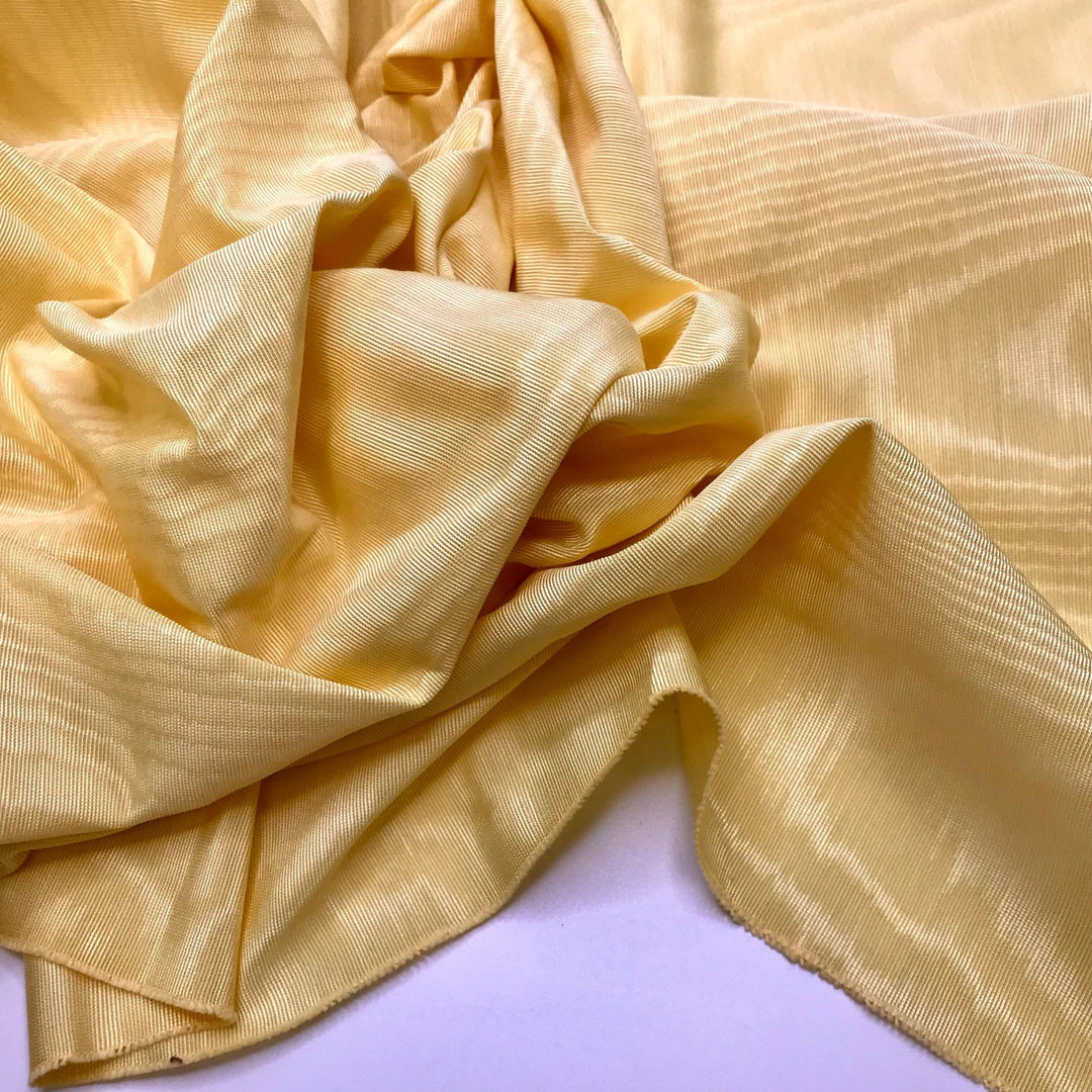 Look On The Bright Side - Vintage Moire Cotton Blend Woven - Light Yellow Woodgrain - Bundles - True Deadstock fabric Fabric by private - Sustainable Textile | FABCYCLE