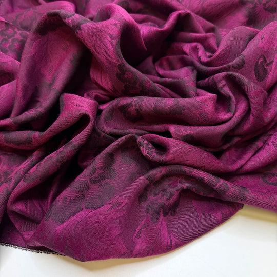 Looking Dapper - Jacquard Acrylic/Wool Woven - Dark Pink Floral - Bundles - True Deadstock fabric Fabric by private - Sustainable Textile | FABCYCLE