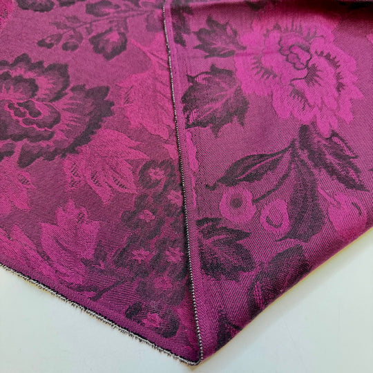 Looking Dapper - Jacquard Acrylic/Wool Woven - Dark Pink Floral - Bundles - True Deadstock fabric Fabric by private - Sustainable Textile | FABCYCLE
