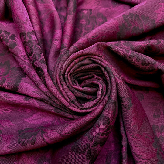 Looking Dapper - Jacquard Acrylic/Wool Woven - Dark Pink Floral - Bundles - True Deadstock fabric Fabric by private - Sustainable Textile | FABCYCLE