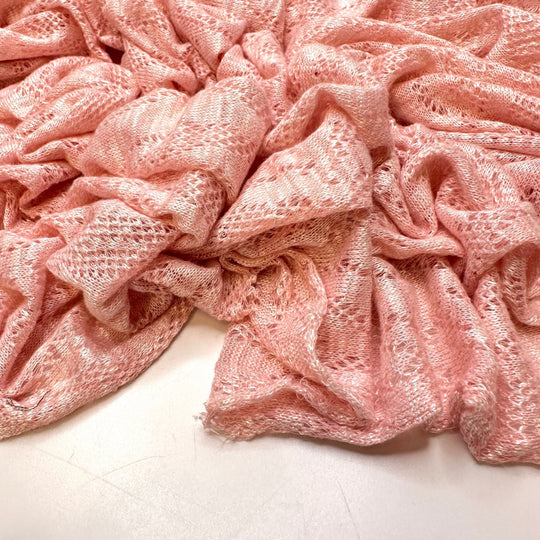 Looking For My Mario - Lace Polyester Blend Knit - Light Pink - 1.25M Bundle - True Deadstock fabric Fabric by private - Sustainable Textile | FABCYCLE