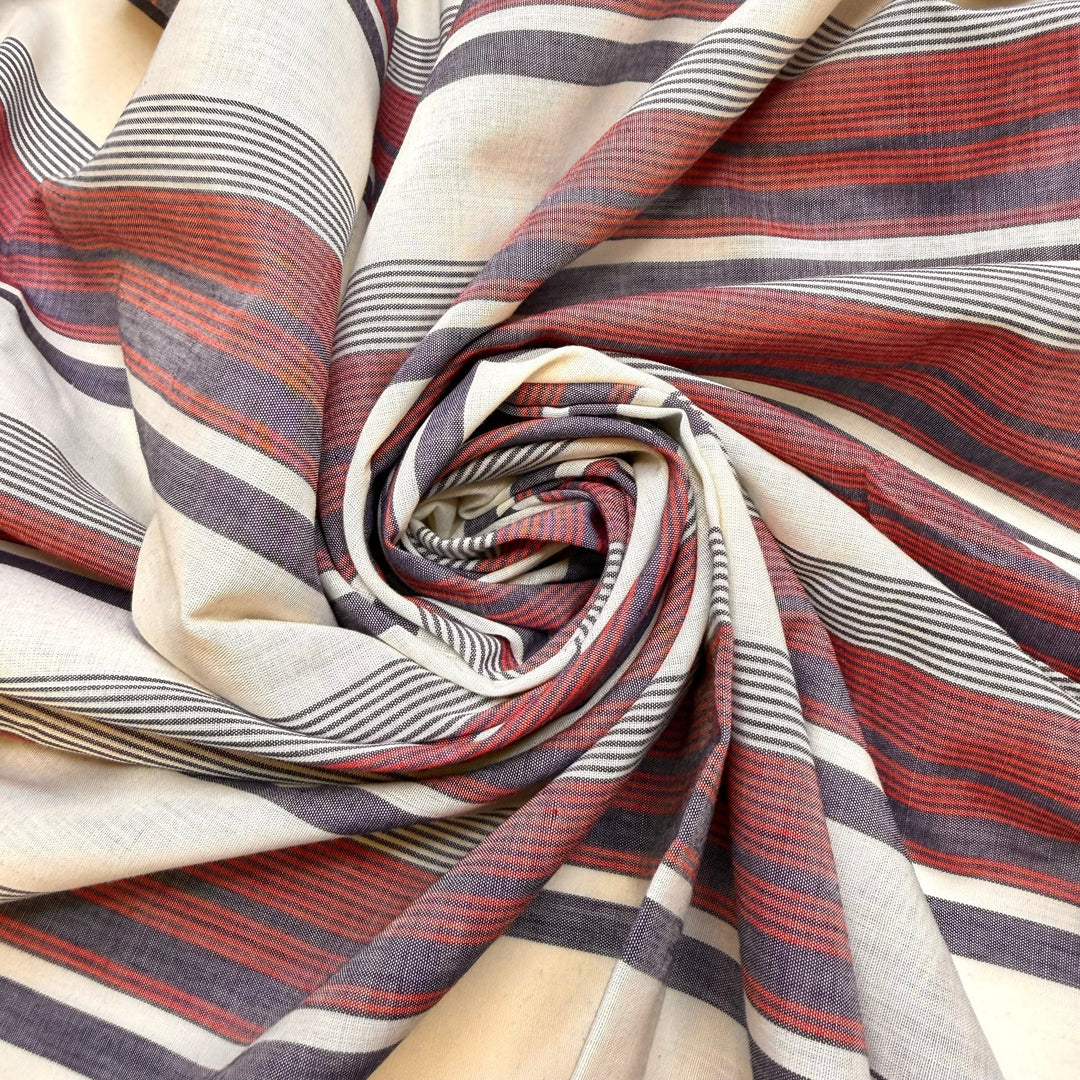 Looking Through Old Photos - Vintage Poly/Cotton Woven - Cream/Red Stripes - 2.3M Bundle - True Deadstock fabric Fabric by private - Sustainable Textile | FABCYCLE
