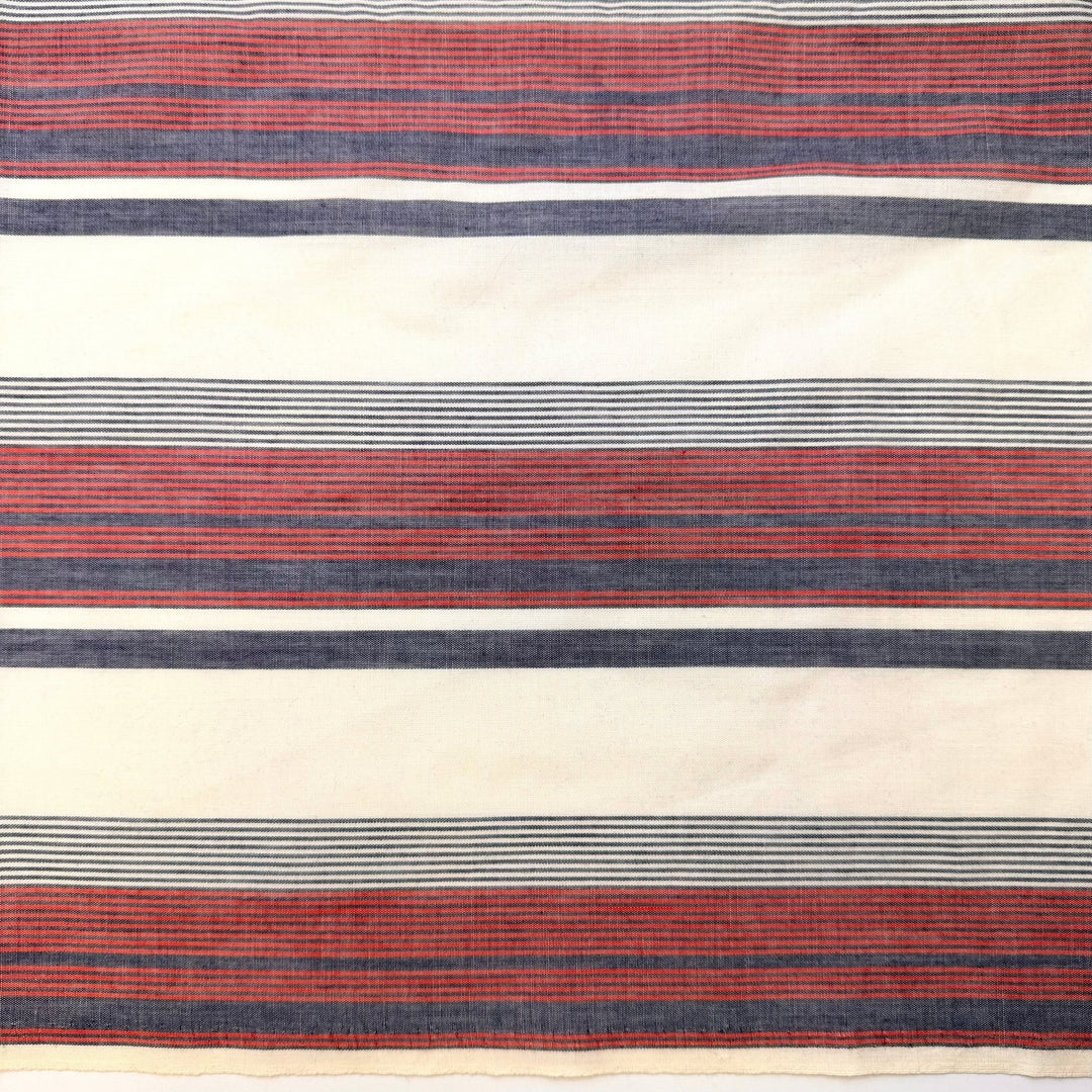 Looking Through Old Photos - Vintage Poly/Cotton Woven - Cream/Red Stripes - 2.3M Bundle - True Deadstock fabric Fabric by private - Sustainable Textile | FABCYCLE