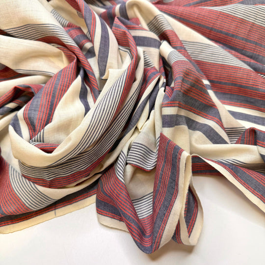 Looking Through Old Photos - Vintage Poly/Cotton Woven - Cream/Red Stripes - 2.3M Bundle - True Deadstock fabric Fabric by private - Sustainable Textile | FABCYCLE