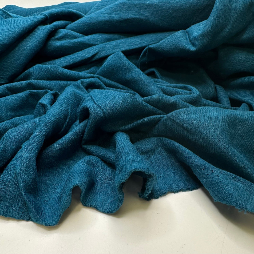 Lost In Your Eyes - Jersey Linen Blend Knit - Dark Teal Blue - 3M Bundle - True Deadstock fabric Fabric by private - Sustainable Textile | FABCYCLE