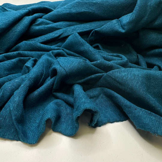 Lost In Your Eyes - Jersey Linen Blend Knit - Dark Teal Blue - 3M Bundle - True Deadstock fabric Fabric by private - Sustainable Textile | FABCYCLE