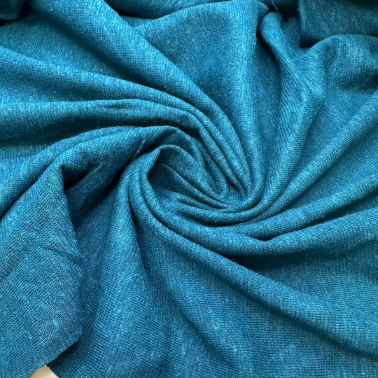 Lost In Your Eyes - Jersey Linen Blend Knit - Dark Teal Blue - 3M Bundle - True Deadstock fabric Fabric by private - Sustainable Textile | FABCYCLE